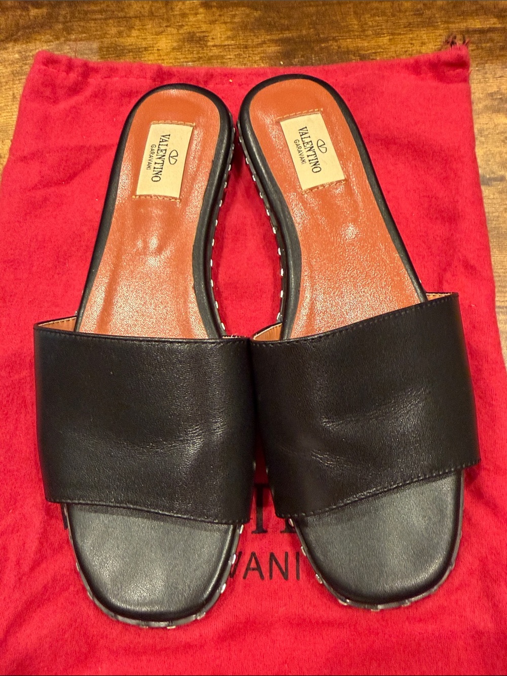Valentino Black Slides Size 40